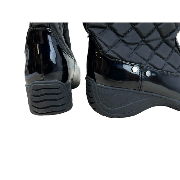 Weatherproof NWT Tall Boot Water Proof Black Patent Quilted Man Made Zipper 8.5 - Picture 4 of 7